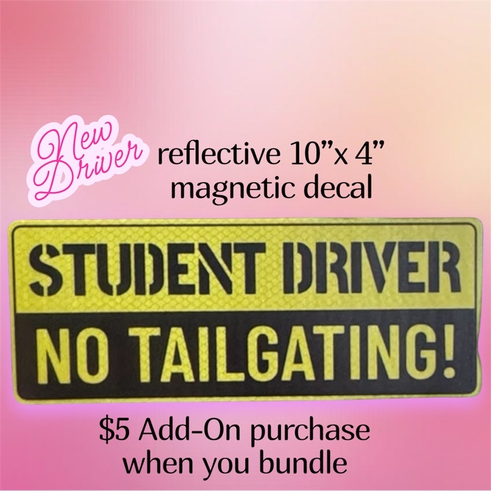 $5 Add-On 🆕Reflective Yellow Student Driver Magnetic Decal
